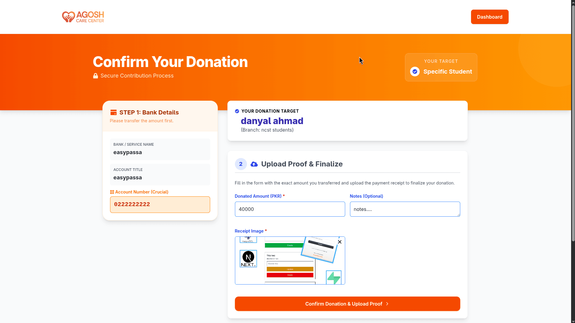 Multi-tier donation and branch management system for an NGO — image 1