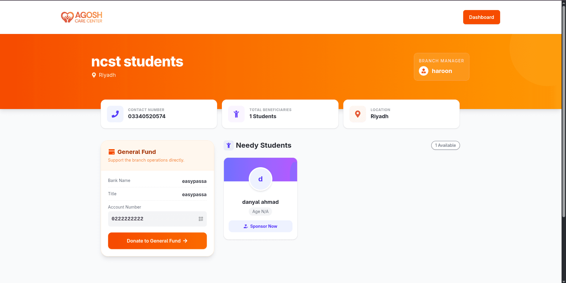 Multi-tier donation and branch management system for an NGO — image 2
